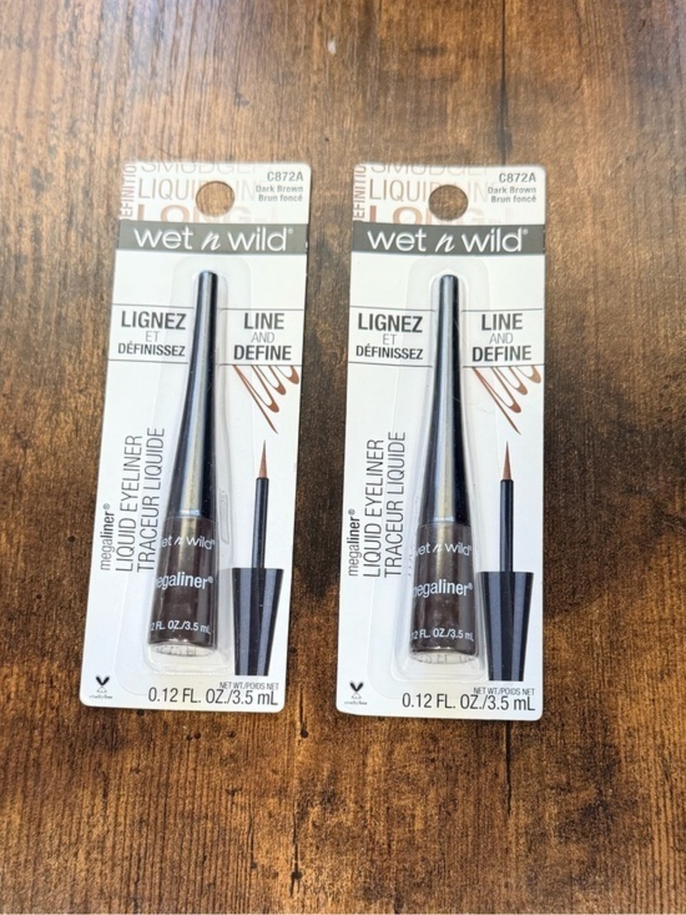 wet n wild DARK BROWN MegaLiner Liquid Eyeliner - (2 Pack)
